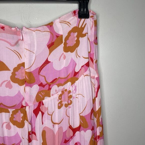 MINKPINK Josie Maxi Skirt Women Large Pink Floral 100% Viscose Lined - Picture 8 of 16